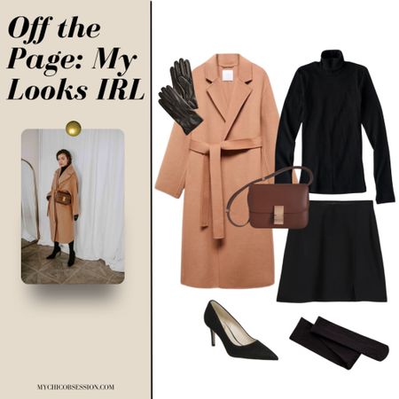 In need of a classic outfit idea? Get inspired by this outfit collage come to life. Linking to Mango’s current season belted coat. A wool coat instantly elevates your look. My turtleneck is fitted but great for layering. The H&M skirt is very simple, but versatile. Linking to similar gloves, heels, tights, and a handbag because mine are out of stock 

#LTKSeasonal #LTKworkwear #LTKover40