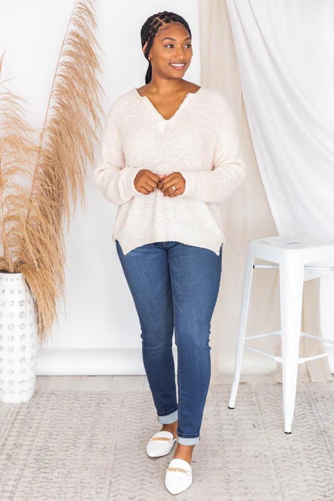 This Time Around Sweater Taupe | The Pink Lily Boutique
