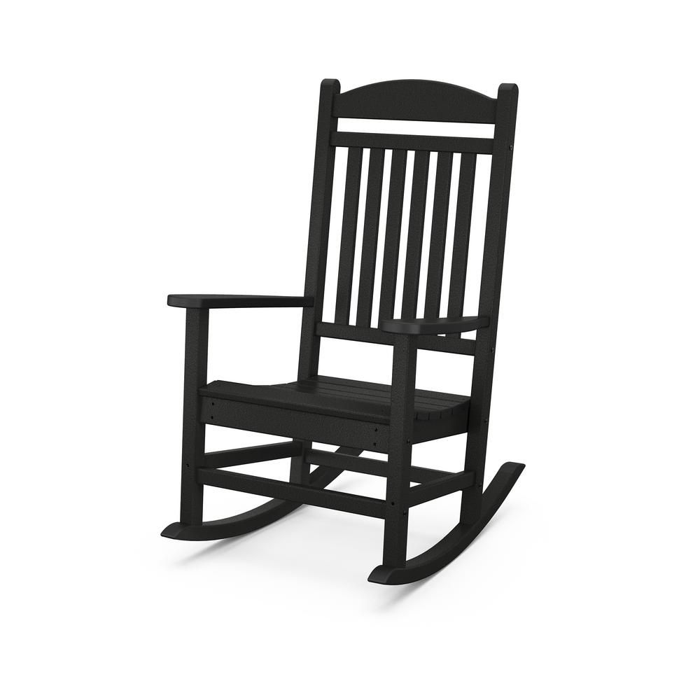 POLYWOOD Grant Park Black Plastic Outdoor Rocking Chair-R105BL - The Home Depot | The Home Depot
