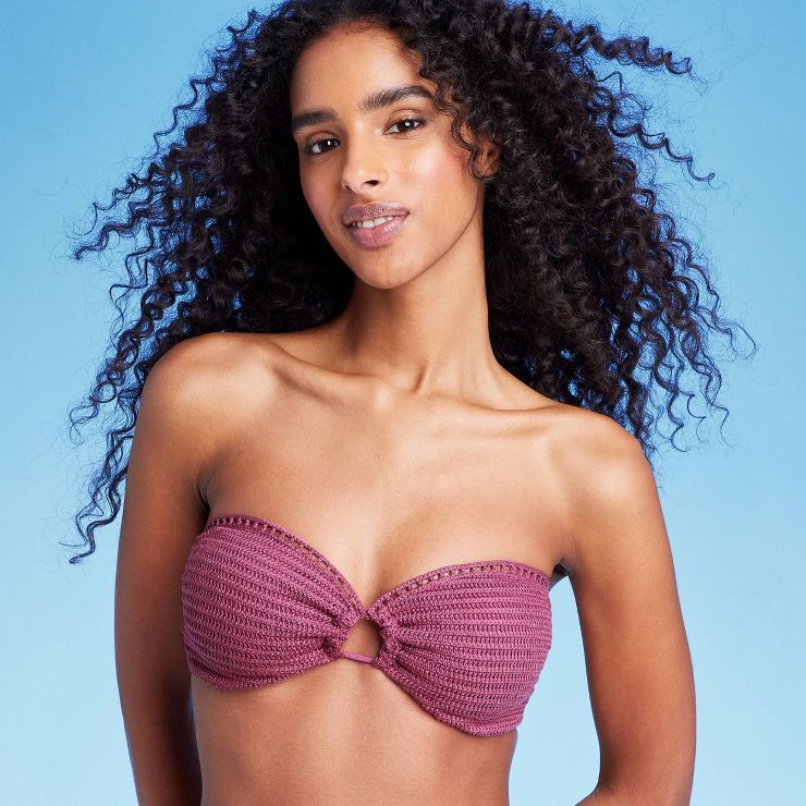 Women's Crochet Bandeau Bikini Top - Shade & Shore™ Pink | Target