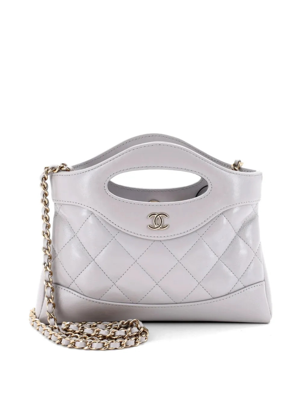 CHANEL Pre-Owned 31 Shopping Bag Clutch with Chain Quilted Lambskin Small crossbody bag - Grey | Farfetch Global