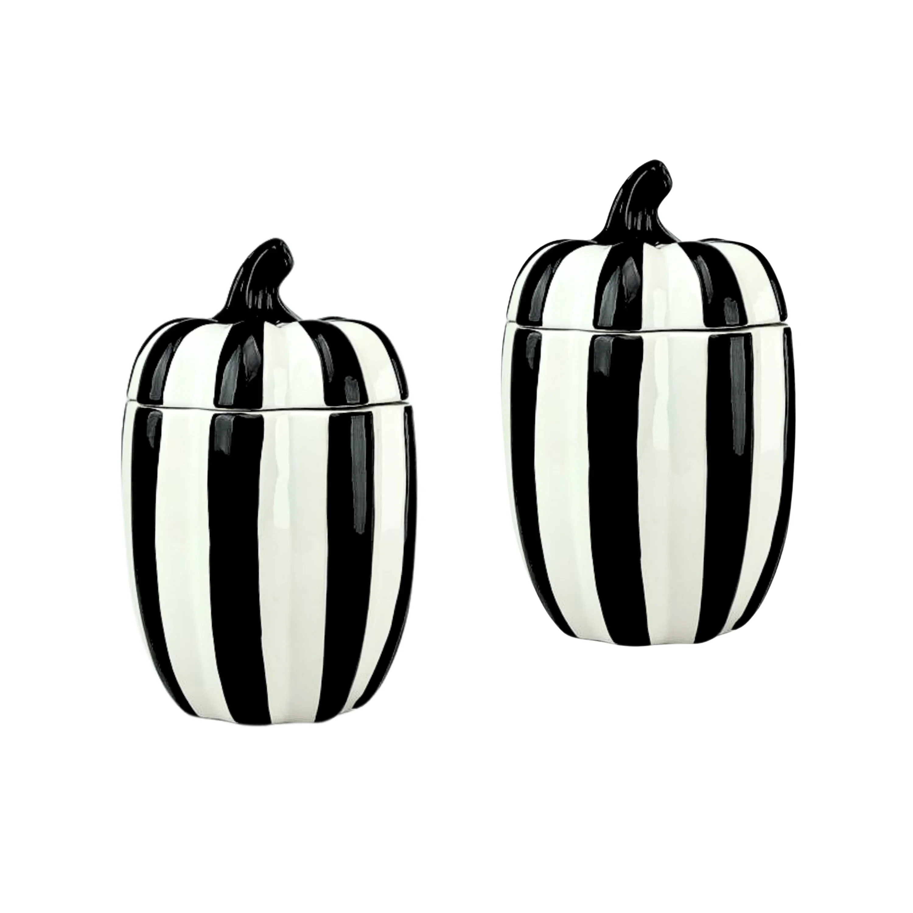Ten Strawberry Street 10 Strawberry Street Pumpkin Patch Gourd Canister, Large, Black & White Str... | Wayfair North America