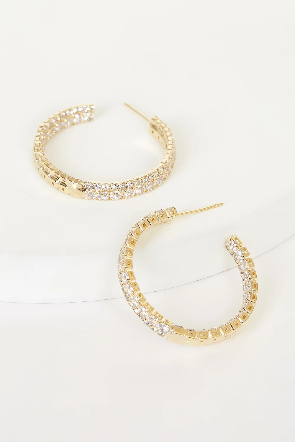 Oh My Elegance Gold Rhinestone Hoop Earrings | Lulus