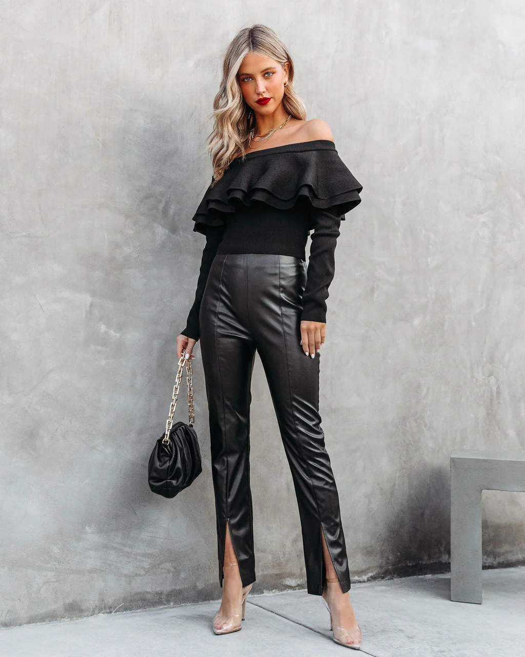 Sandra Faux Leather Split Hem Pants | VICI