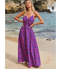 CUPSHE Women's Maxi Dress Floral Print Twisted V Neck Sleeveless Long Dress Summer Casual Dress | Amazon (US)