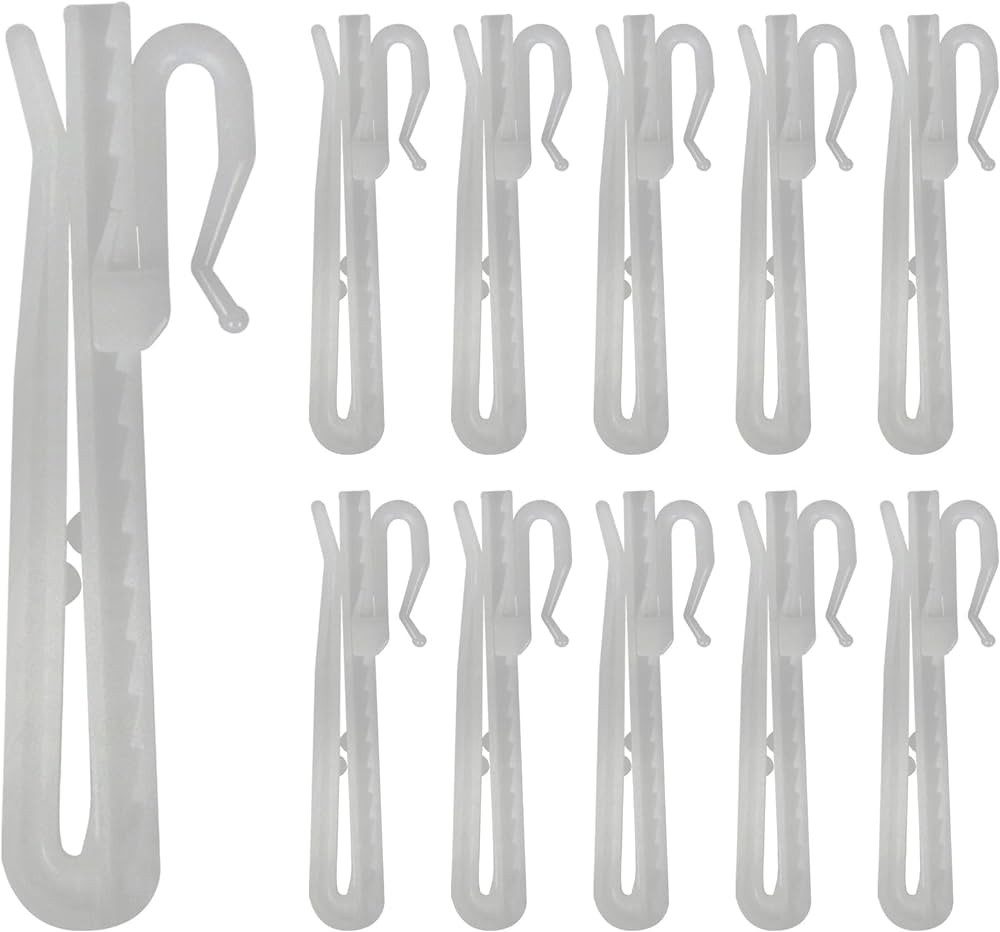 50 PCS Plastic Curtain Hooks, Adjustable Pinch Pleat Hooks With Ratchet System for Pleated Curtai... | Amazon (US)