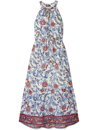 J.Crew - Ruffle-trimmed Floral-print Cotton-voile Maxi Dress - Blue | NET-A-PORTER (US)