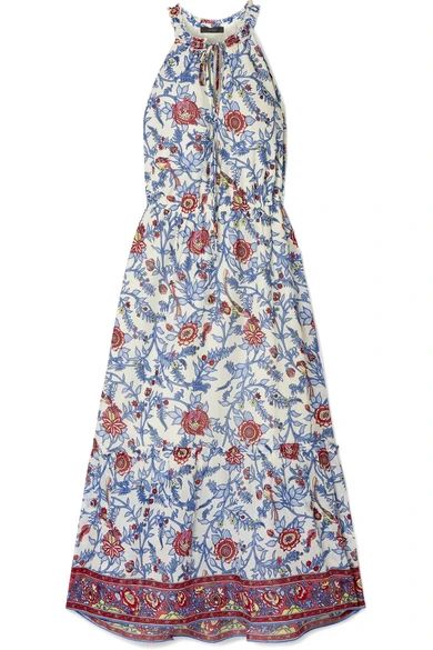 J.Crew - Ruffle-trimmed Floral-print Cotton-voile Maxi Dress - Blue | NET-A-PORTER (US)
