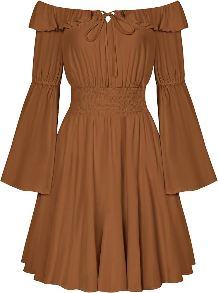 Scarlet Darkness Renaissance Dress Elastic Waist Long Sleeve 2024 Fall Mini Dress | Amazon (US)