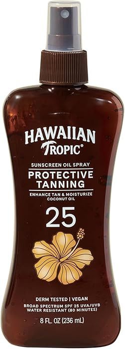 Hawaiian Tropic Protective Tanning Oil Spray Sunscreen SPF 25, 8 Fl Oz | Amazon (US)