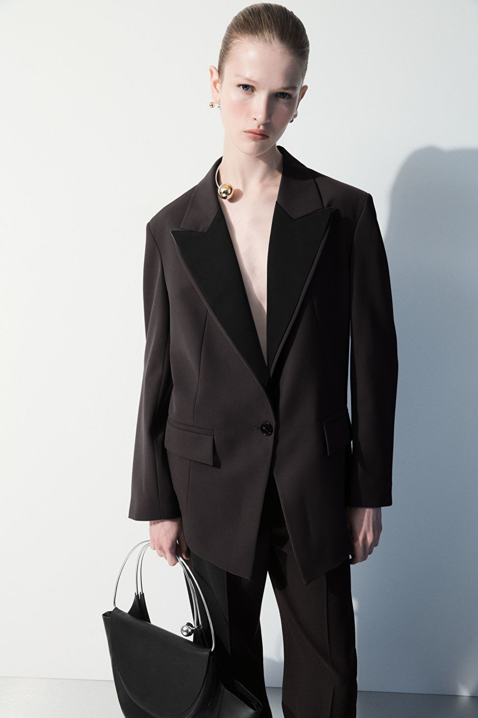 THE SATIN-LAPEL TUXEDO JACKET - DARK BROWN - COS | COS UK