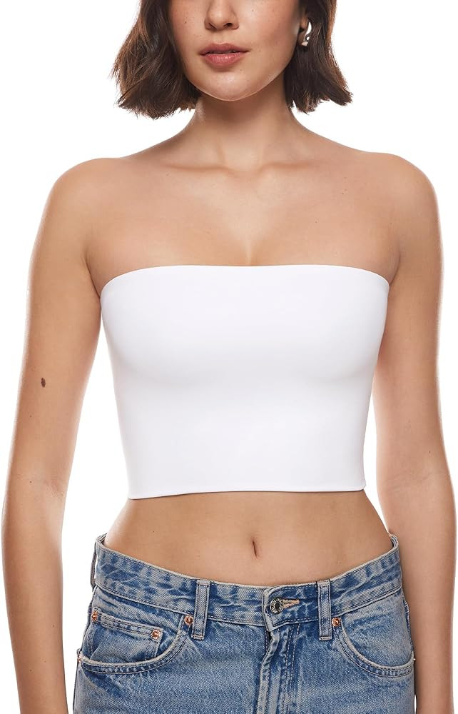 INLYRIC Natrelax Women's Tube Tops Strapless Bandeau Crop Top Double Lined Sexy Summer Going Out ... | Amazon (US)
