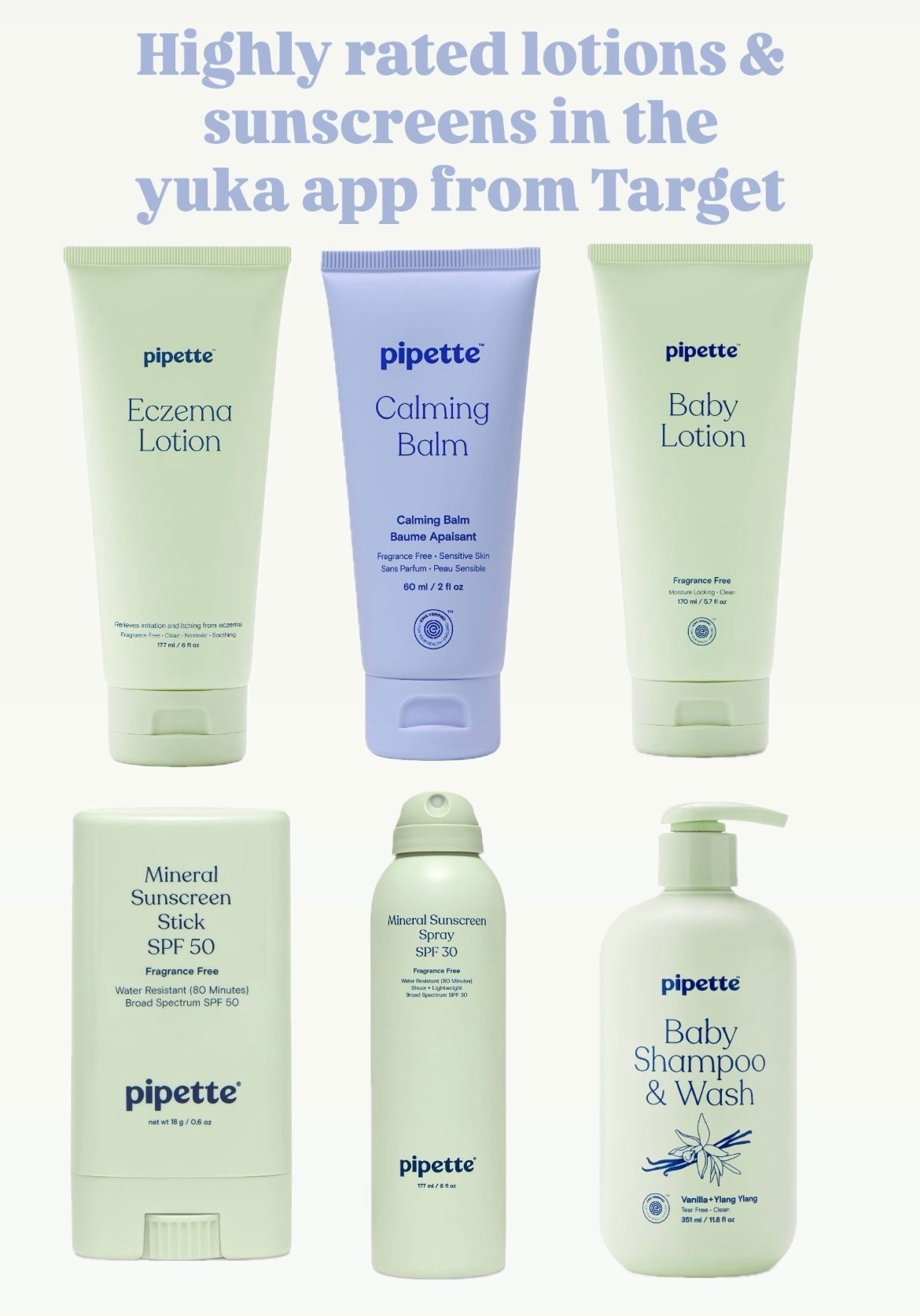 Clean lotion, sunscreen, and shampoo from Target || yuka app