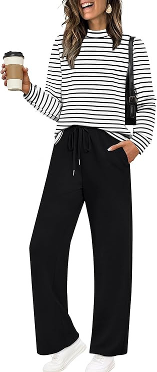 Sampeel Two Piece Sets for Women Mock Neck Matching Sets Loungewear Fall Clothes Travel Outfits F... | Amazon (US)