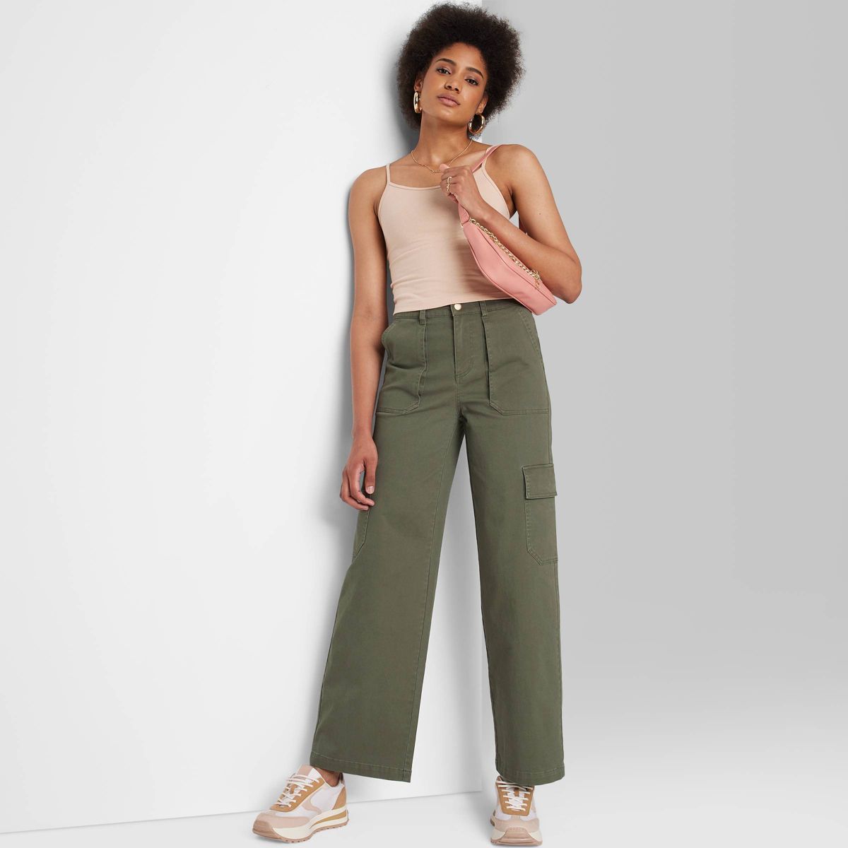 Women's High-Rise Straight Leg Cargo Pants - Wild Fable™ Olive Green L | Target