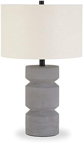 Pemberly Row 23.5" Modern Concrete Stone Pillar Table Lamp in Gray | Amazon (US)