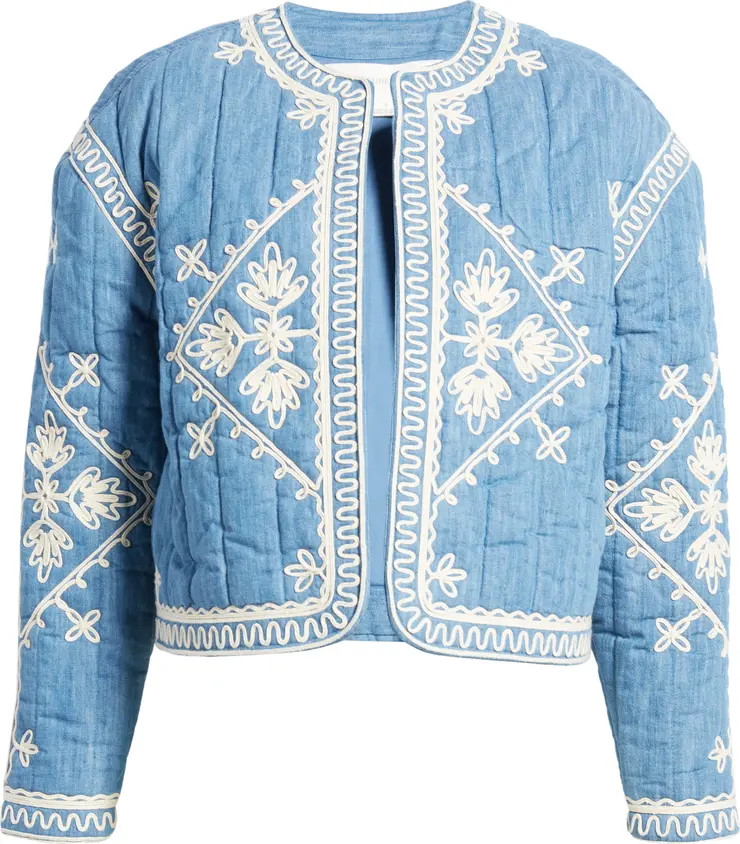 Soutache Embroidered Quilted Cotton Jacket | Nordstrom