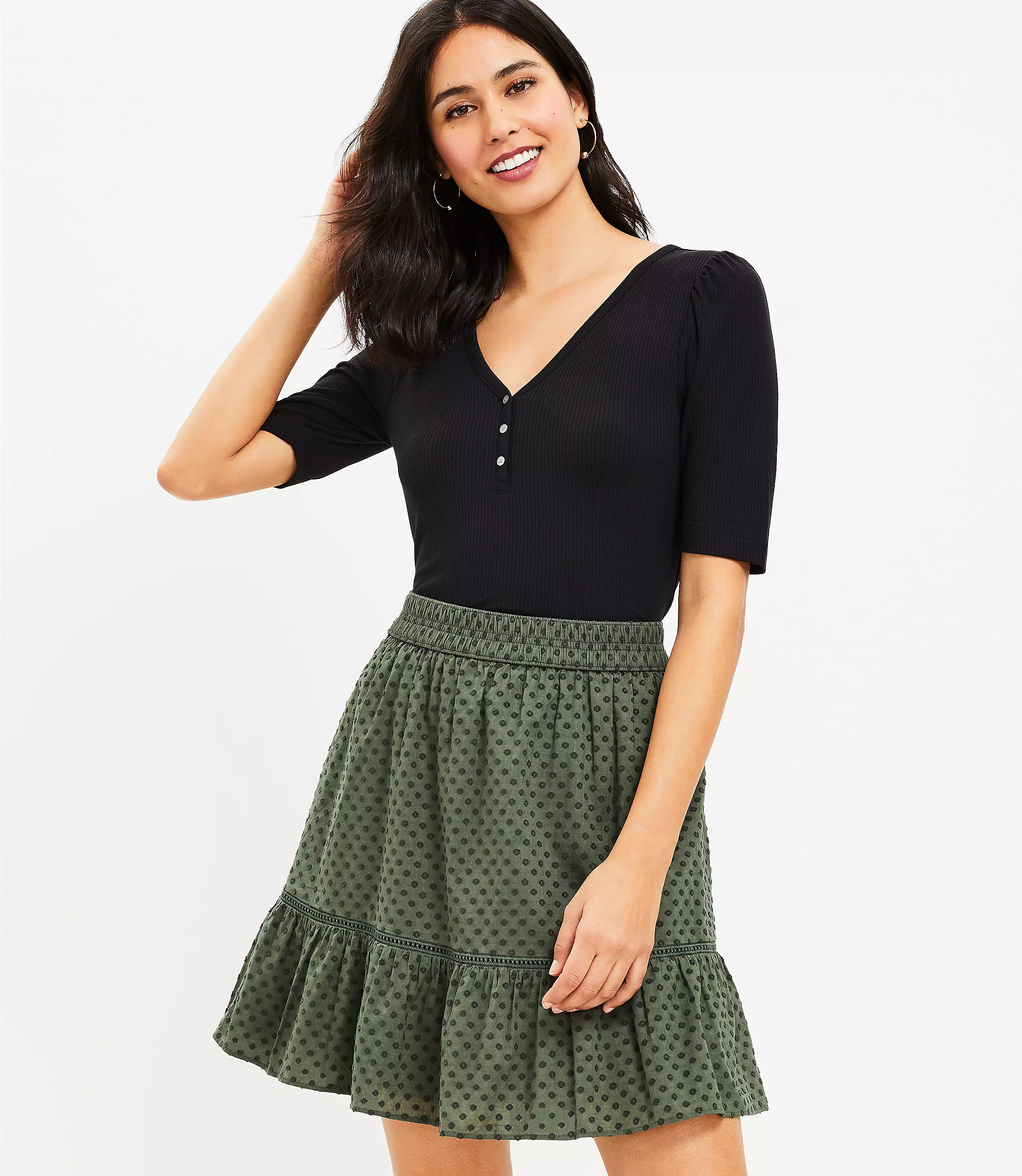 Dotted Flounce Skirt | LOFT