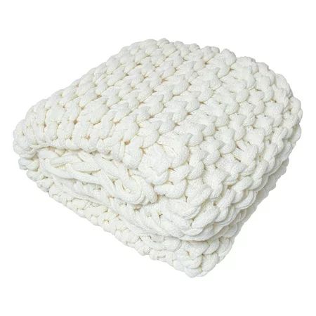 Silver One Chunky Knitted Throw Blanket, Cream, 50"" x 60 | Walmart (US)