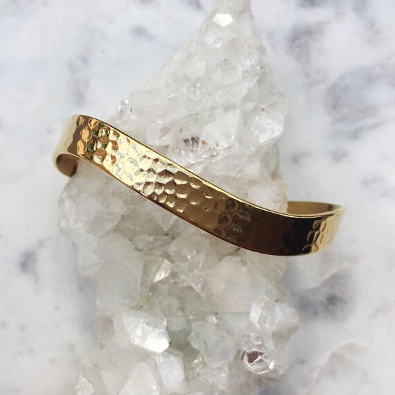 Gold Plated Hammered Wave Cuff | Layering Piece | Everyday Wear | Etsy (US)