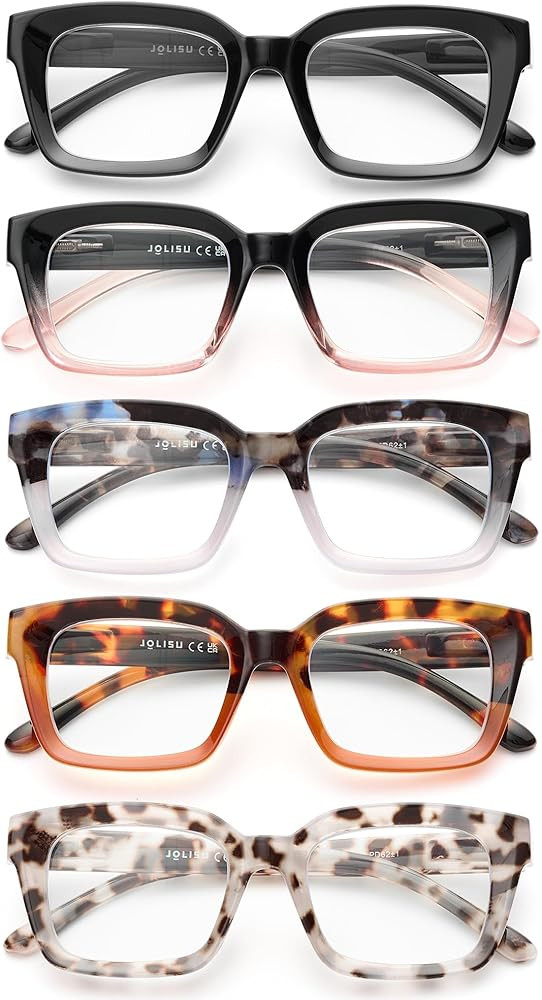 JOLISU 5 Pack Reading Glasses For Women,Blue Light Blocking Computer Reader Spring Hinge Eyeglass... | Amazon (US)