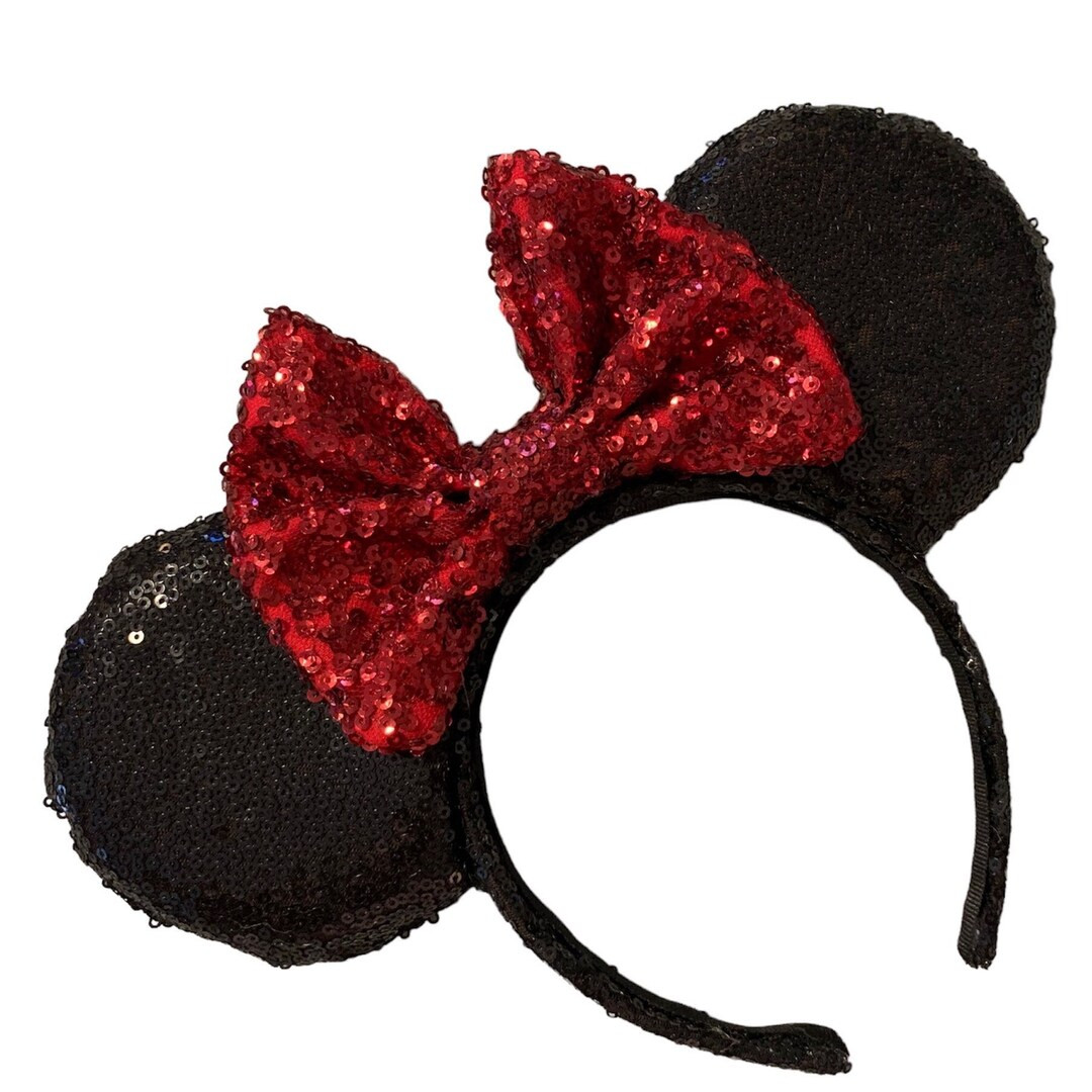 Classic Black Sequin Minnie Magical Mouse Ears Choose BOW Color - Etsy | Etsy (US)