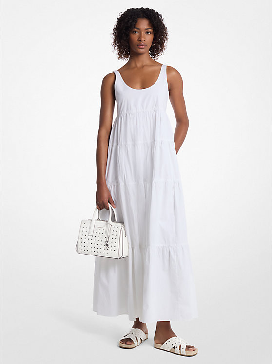 Stretch Cotton Tiered Dress | Michael Kors US