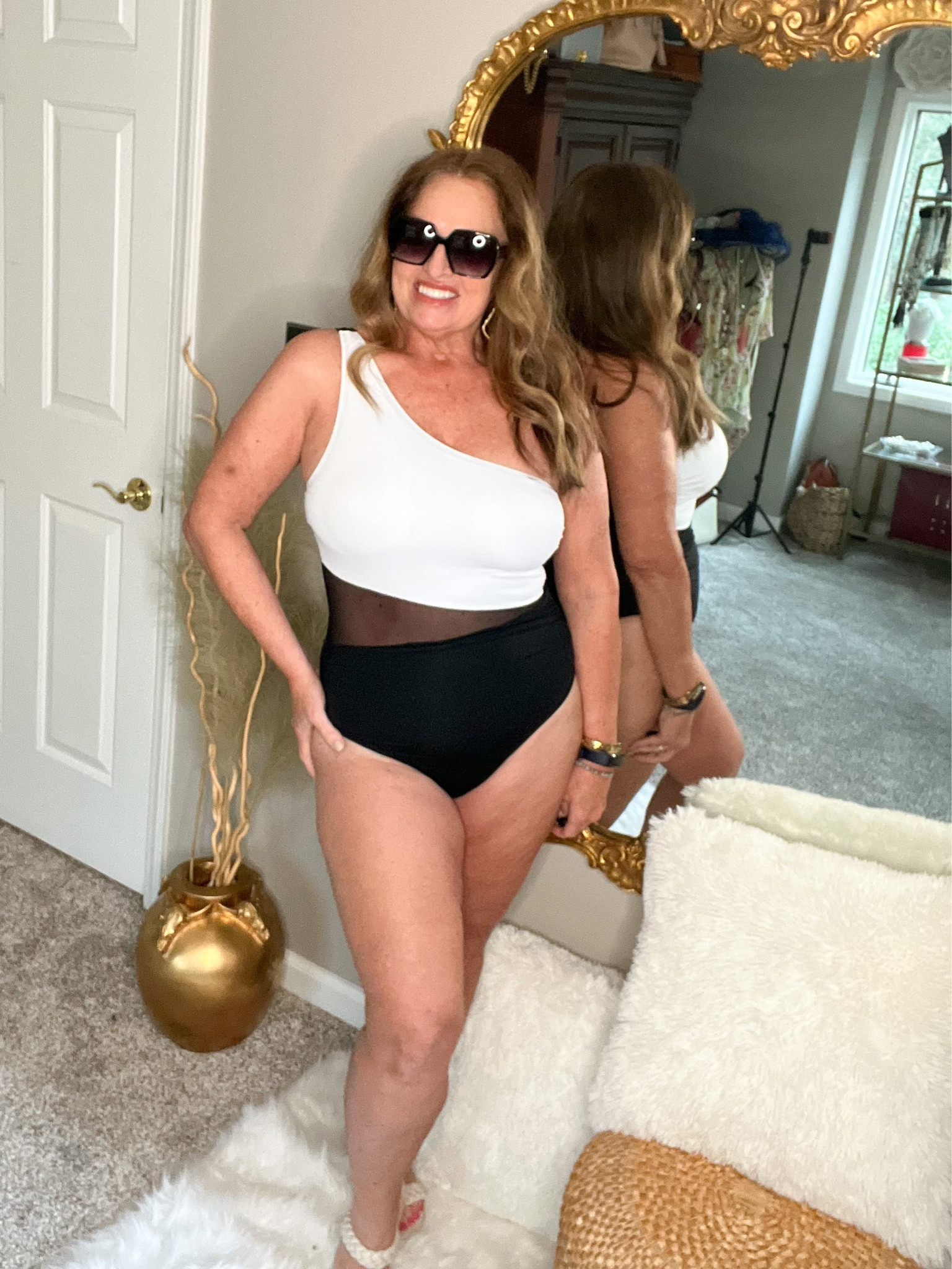 The mesh insert at the waist really elevates this suit. I absolutely love the two tone black and white one shoulder one piece. If you prefer more color you are fortunate because there are several two tone options to chose from.

#LTKswim #LTKtravel #LTKstyletip