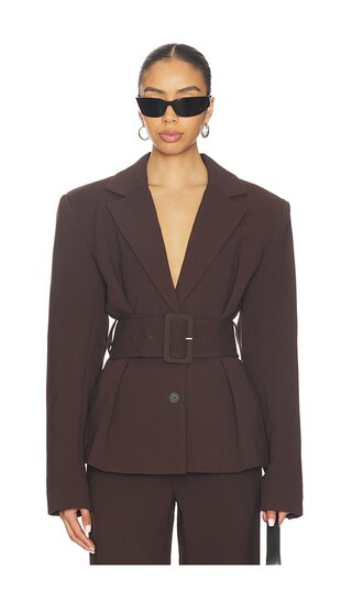 Suiting Belted Blazer in Chicory Coffee | Revolve Clothing (Global)