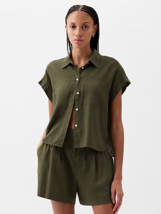 Linen-Blend Cropped Shirt | Gap (US)