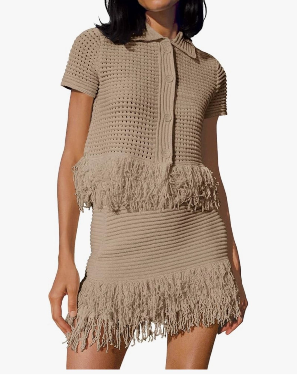Knit fringe set from Amazon
Skirt and button up top

#LTKootd #LTKSaleAlert #LTKgrwm