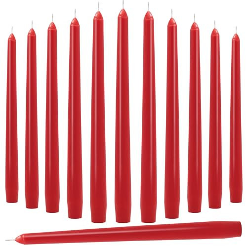 Auralome Red Taper Candles 10-Inch - Dripless Tall Christmas Tapered Candlesticks Unscented Smokeless Long Slow Burning Red Candle Sticks 8 Hours Paraffin Wax for Dinner Xmas Party Decor 12 Pack | Amazon (US)