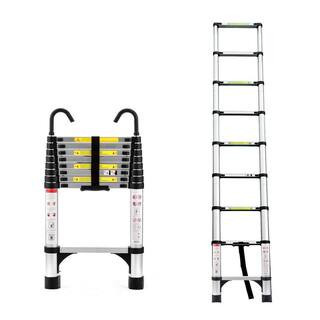 8.5 ft. Aluminum Alloy Multi-Purpose Folding Telescopic Ladder with Hooks and Triangular Support Frame | The Home Depot