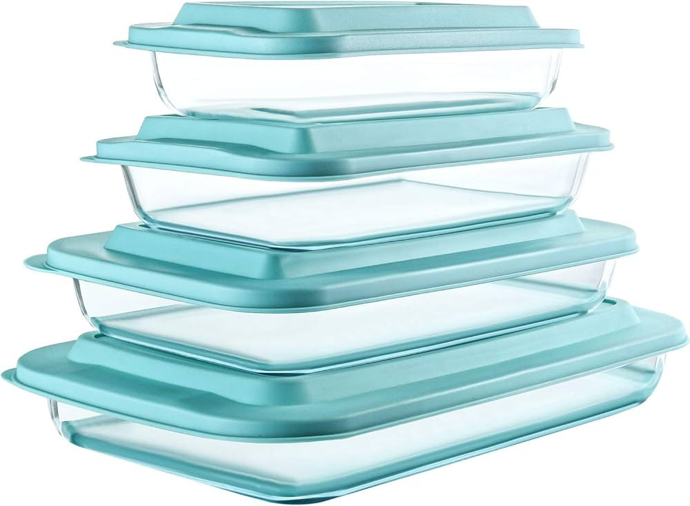 8-Piece Deep Glass Baking Dish Set with Plastic lids,Rectangular Glass Bakeware Set with Lids, Ba... | Amazon (US)