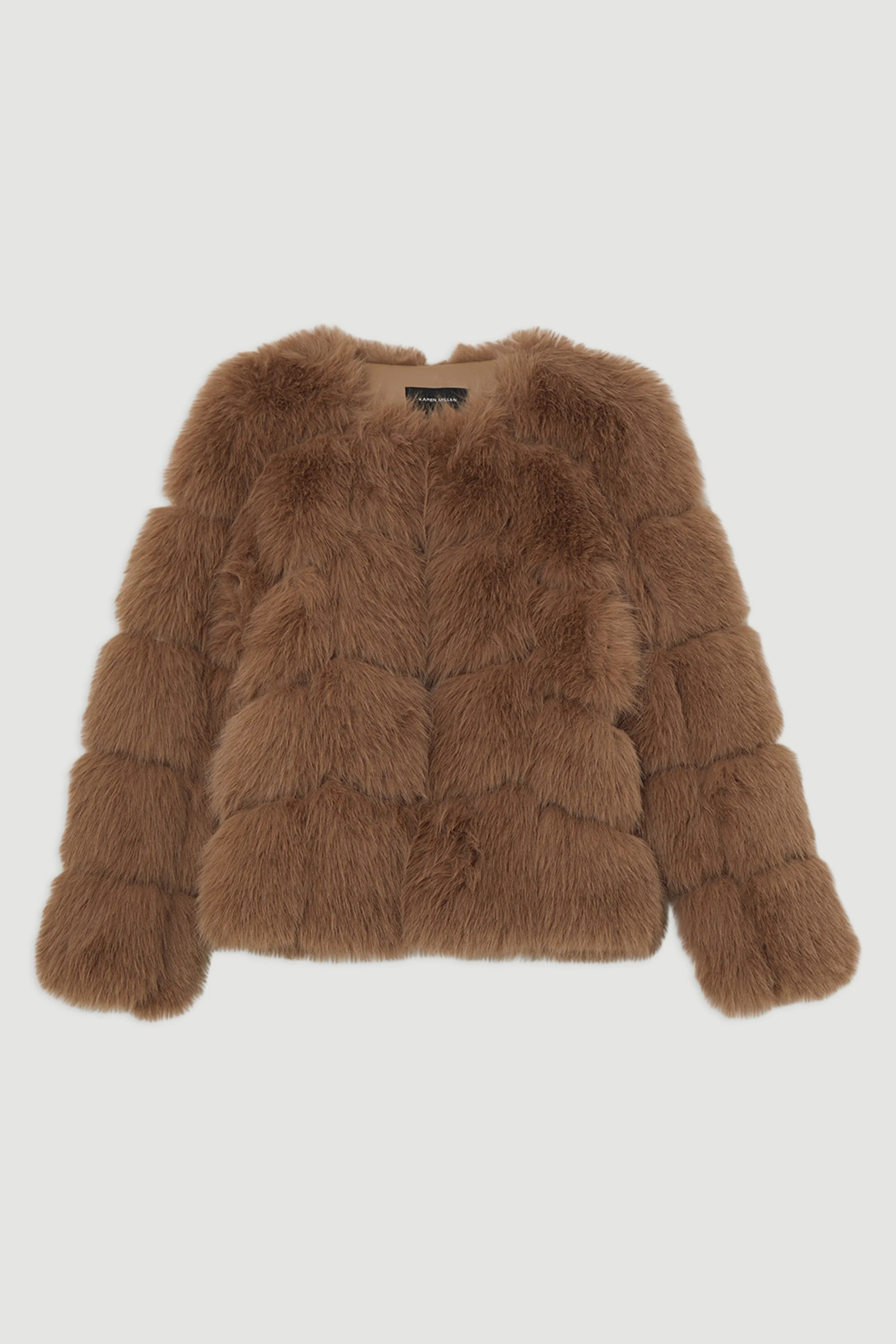 Faux Fur Panelled Long Sleeve Jacket | Karen Millen UK + IE + DE + NL