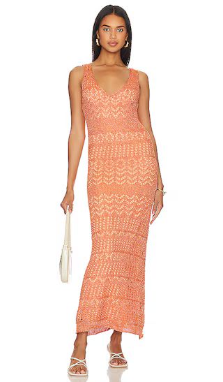 x REVOLVE Crochet Maxi Dress in Red Shimmer | Revolve Clothing (Global)