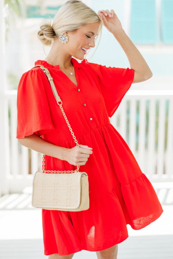 Speak Up Coral Red Tiered Dress | The Mint Julep Boutique
