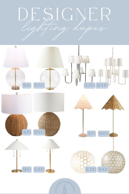 Designer looks for less, designer dupes, designer lighting, lighting looks for less, lamps, table lamp, floor lamp, chandelier, pendant 

#LTKunder100 #LTKhome