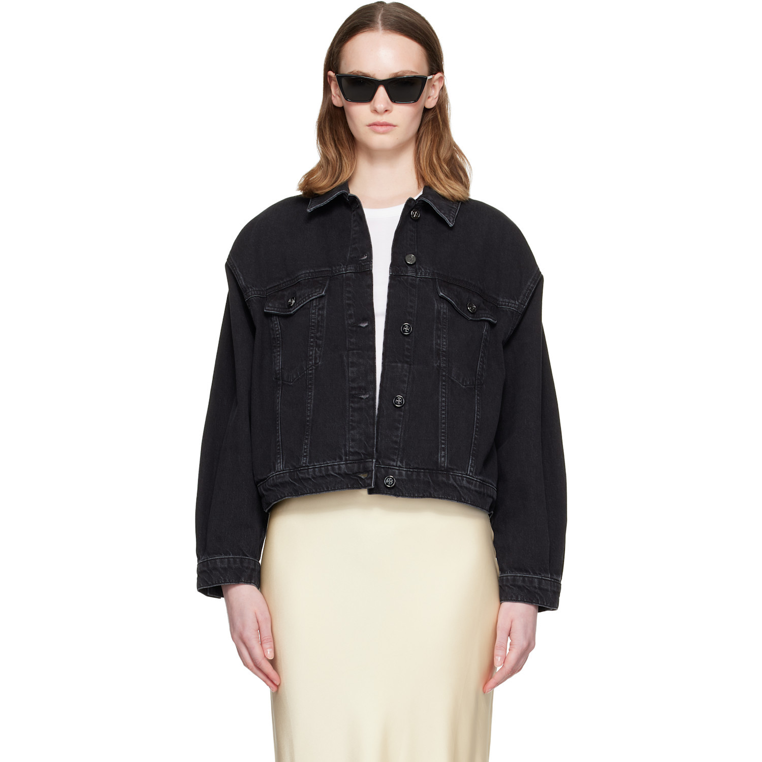 ANINE BING Black Quincy Denim Jacket | SSENSE