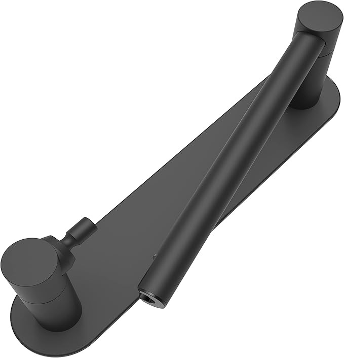 Adhesive Toilet Paper Holder Matte Black Double Post Pivoting Bathroom Toilet Tissue Holder Roll ... | Amazon (US)