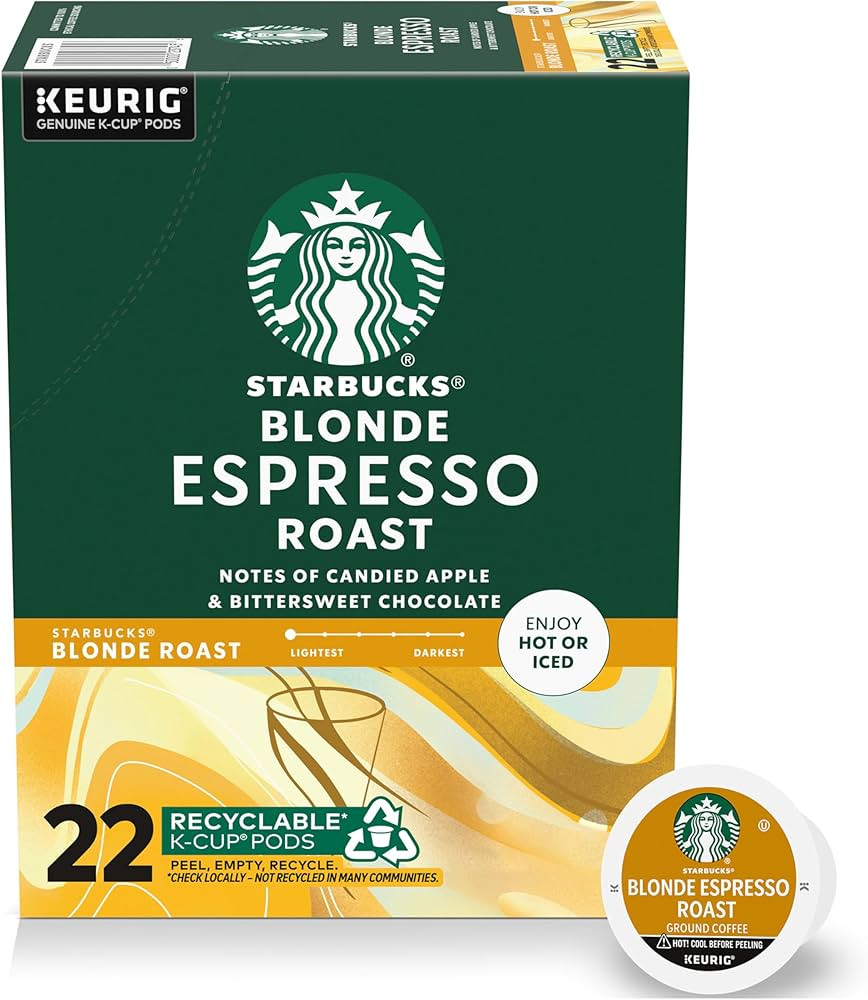 Starbucks K-Cup Coffee Pods, Blonde Espresso Roast, 22 Count | Amazon (US)