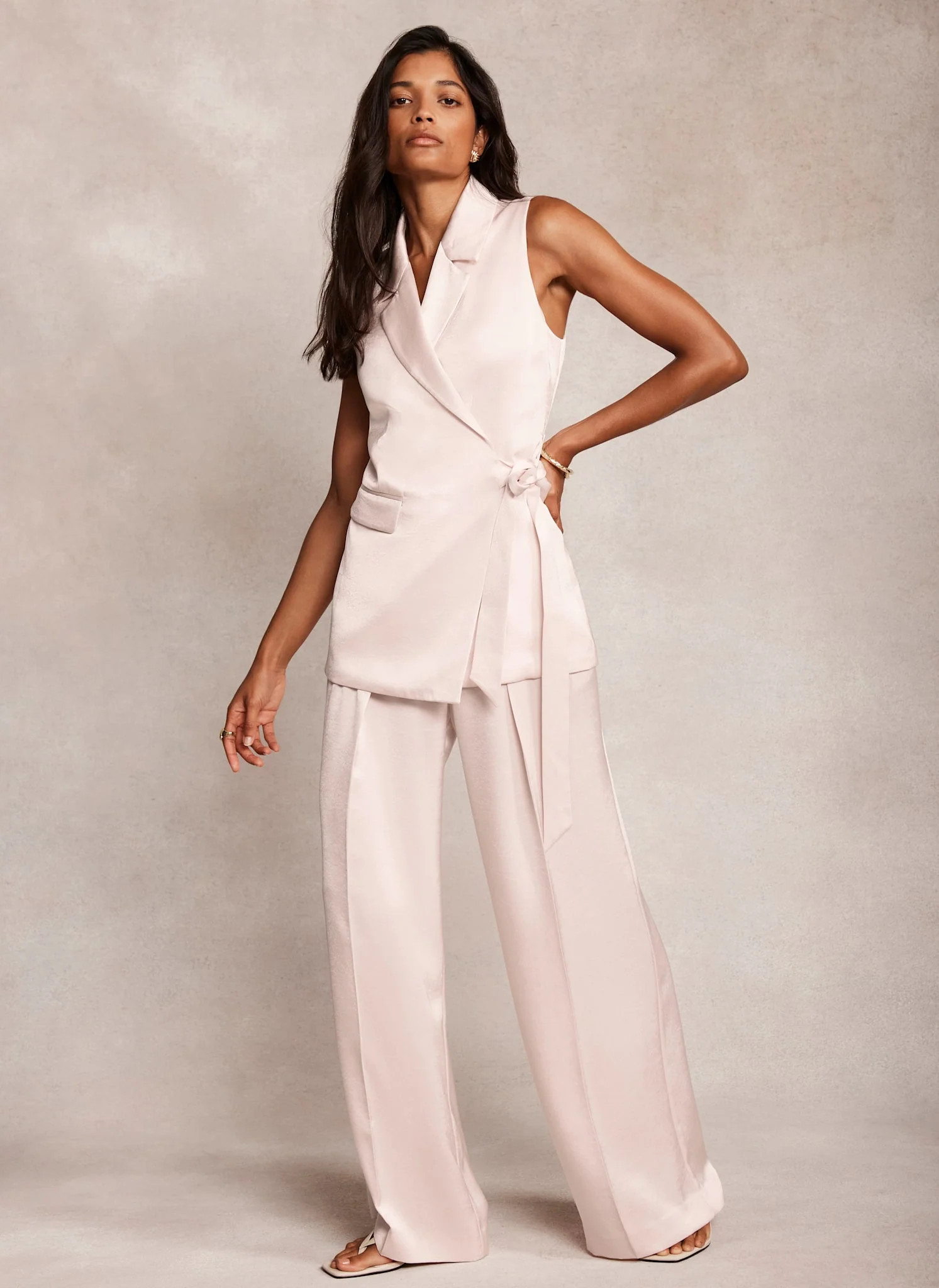 Pink Longline Wrap Waistcoat | Mint Velvet
