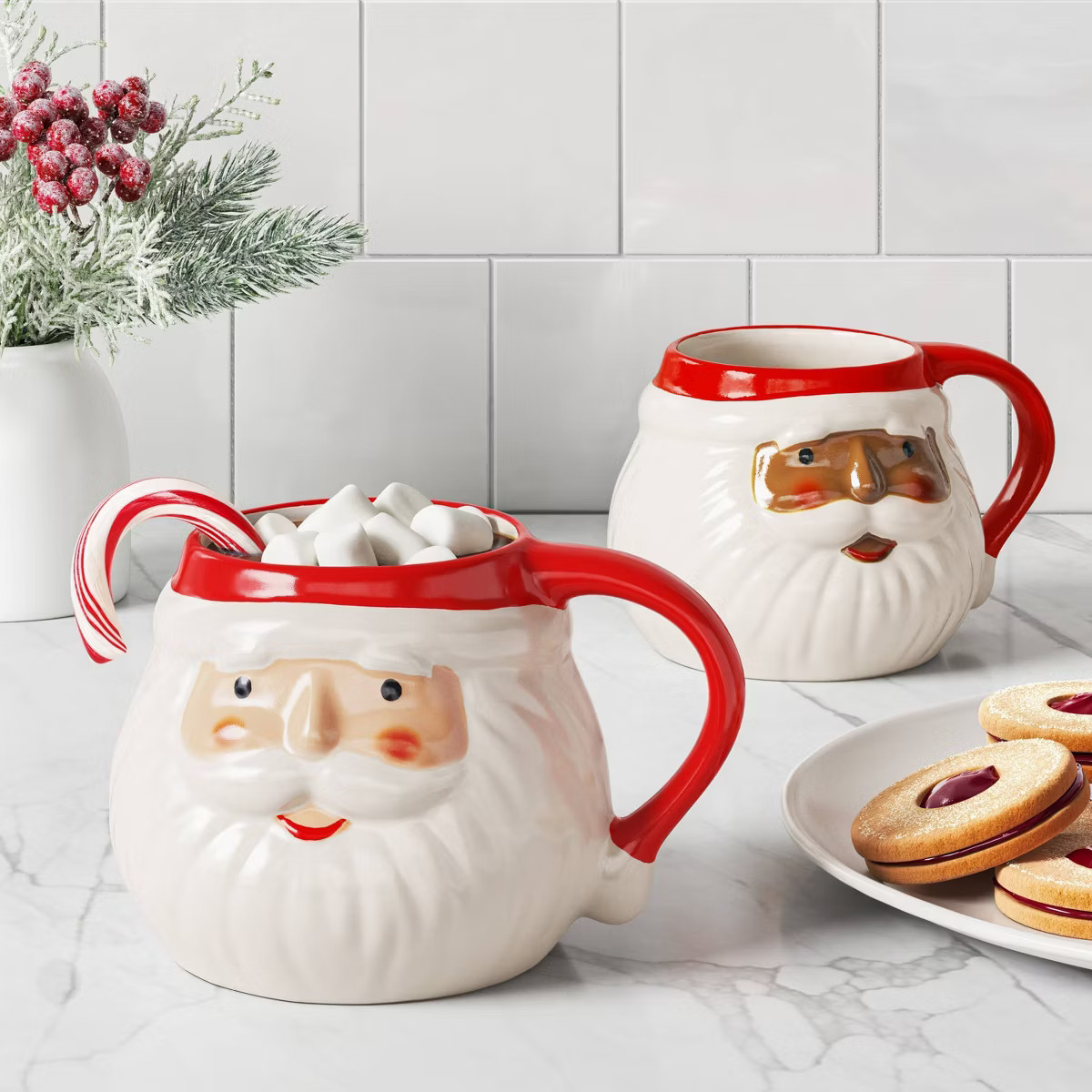 17oz Christmas Stoneware Figural Santa Face Mug - Wondershop™ | Target