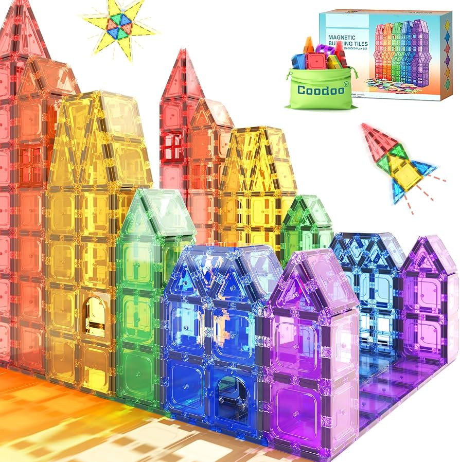 Coodoo Magnetic Tiles Kids Toys STEM Magnet Toy for Toddler Magnetic Blocks Building Preschool Le... | Amazon (US)