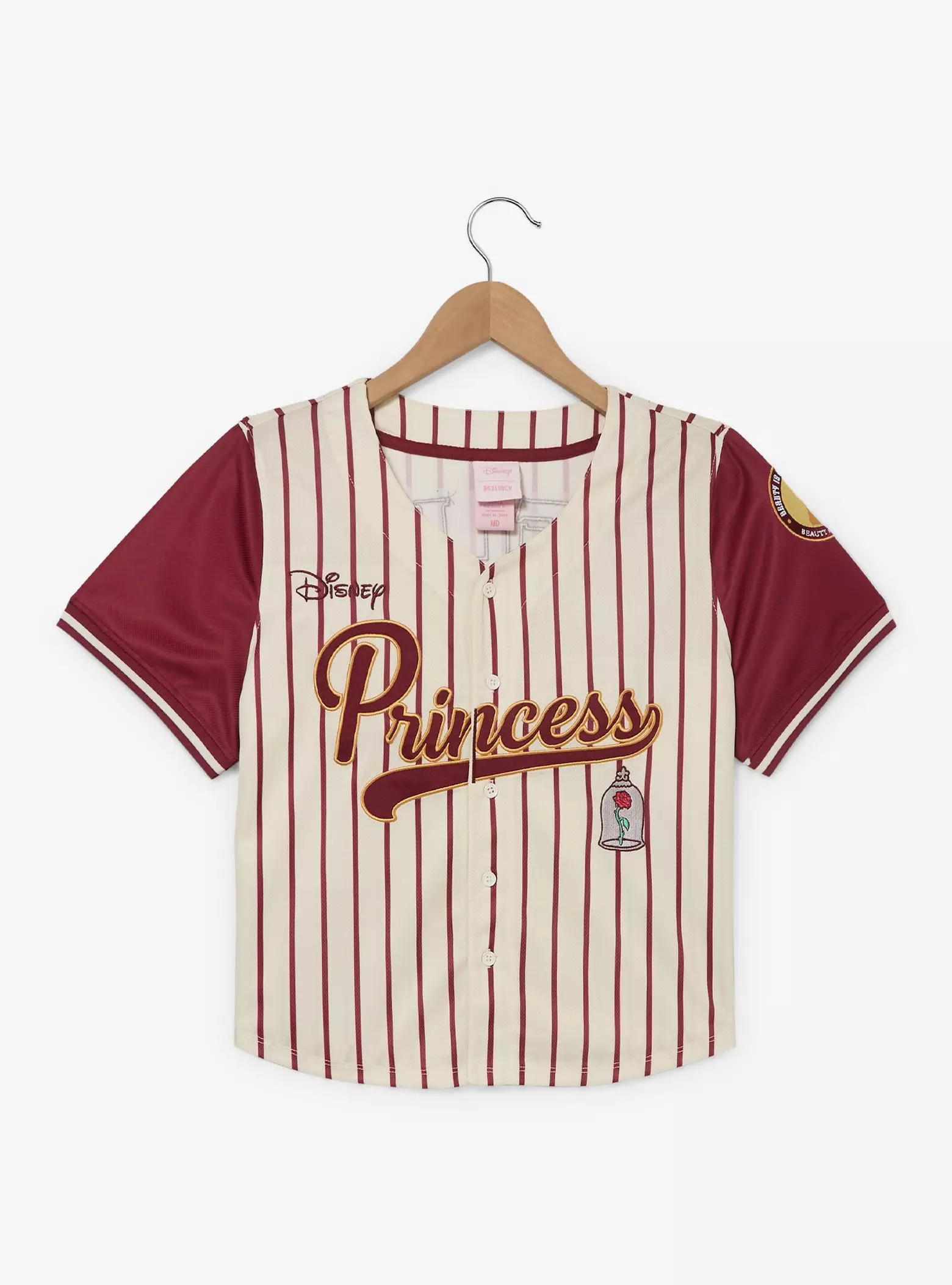 Disney Princess Belle Women's Cropped Baseball Jersey \u2014 BoxLunch Exclusive | BoxLunch | BoxLunch