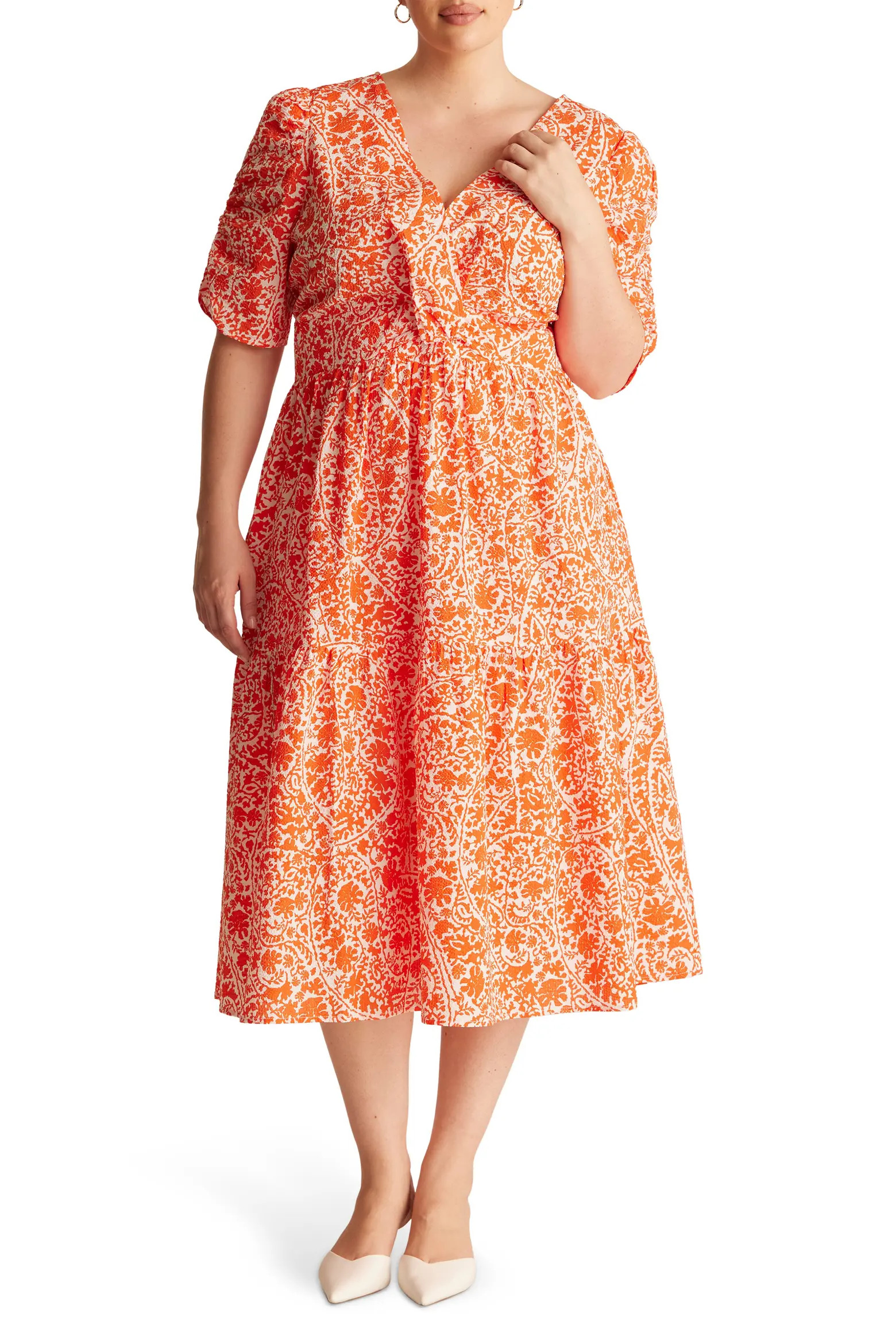 Dreamaya Floral Front Flap Fit & Flare Midi Dress (Women) | Nordstrom | Nordstrom