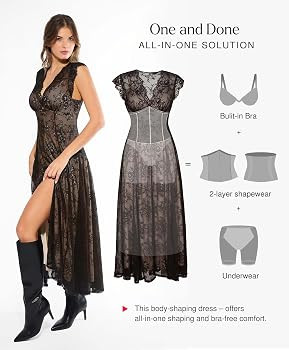Popilush Women's Lace Formal Cocktail Sleeveless V Neck Maxi Shapewear Dress Wedding Guest Mother... | Amazon (US)