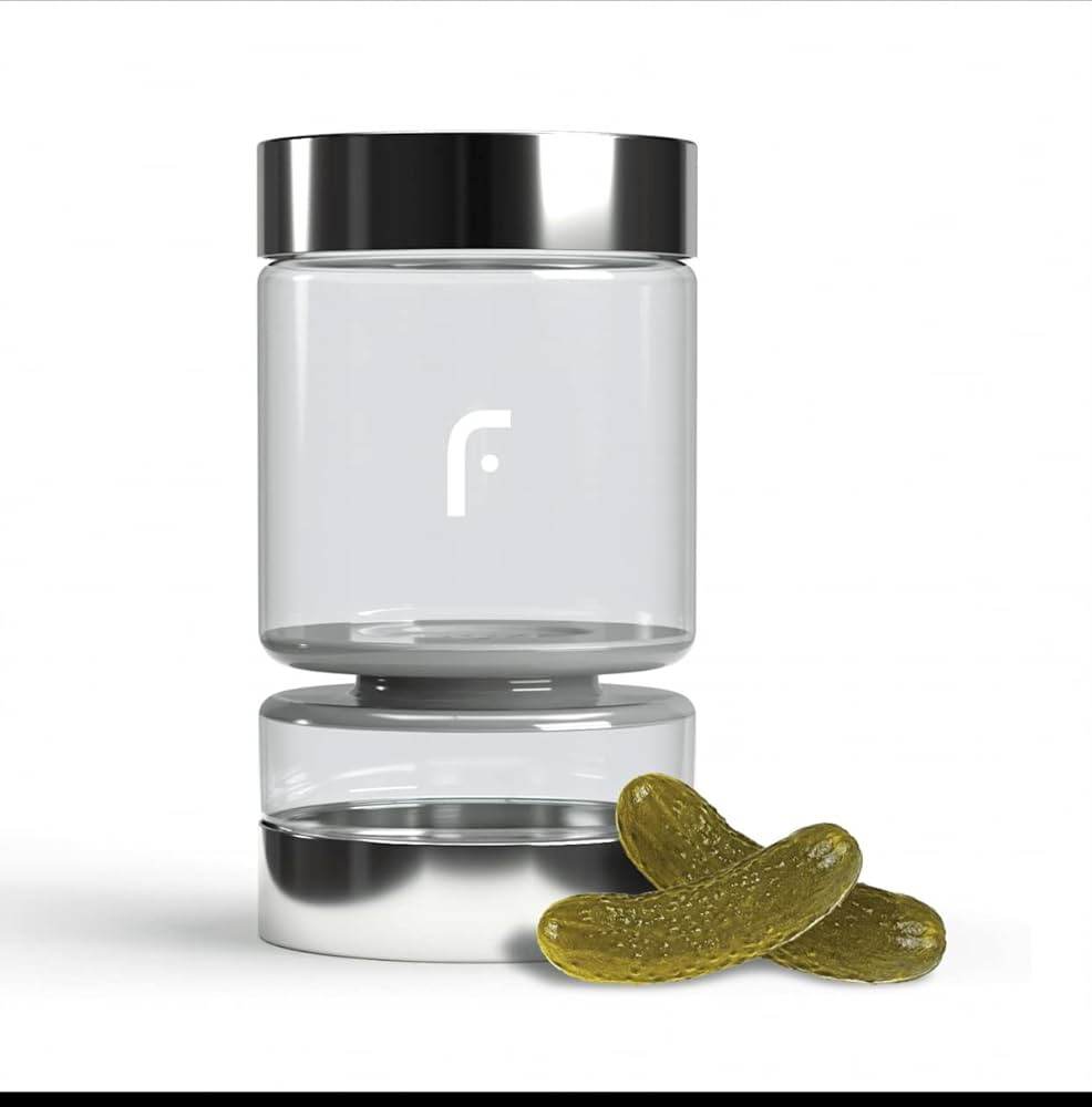 Flipjill Glass Pickle and Olives Jar with strainer flip, 25oz Glass jar, kitchen storage containe... | Amazon (US)