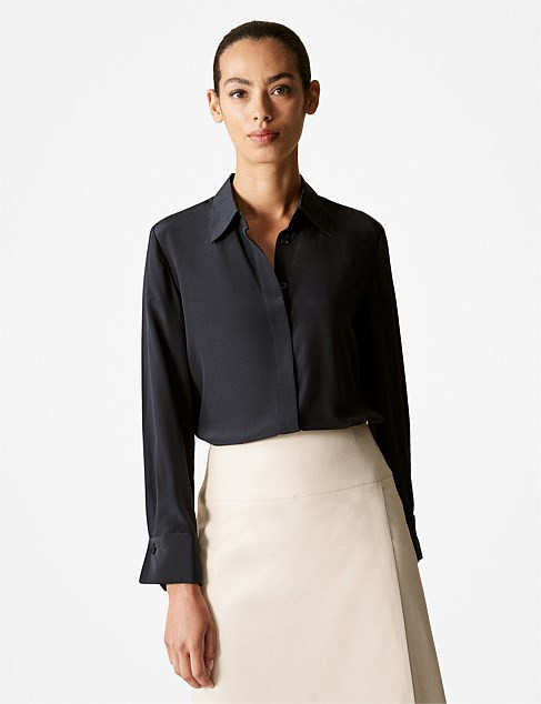 Silk Double Cuff Detail Shirt | David Jones (Australia & New Zealand)