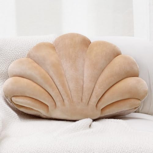 Sioloc Shell Pillows,Seashell Shaped Accent Throw Pillows,Decorative Pillow Cushion Floor Pillow for Couch Bed(Beige,13 X 10 in) | Amazon (US)